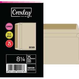 Jd90Smb 8 1/4 Croxley Manilla Envelopes Pocket of 20X25