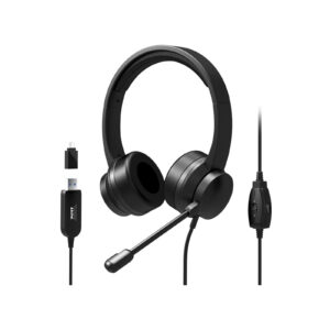 Port Black Comfortable Office Stereo USB Headset