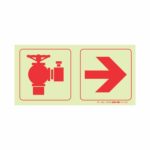 Photoluminescent 190Mm Safety Sign - Fire Hydrant+Arow Right