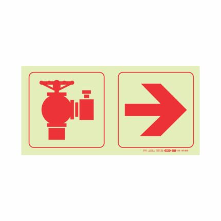 Photoluminescent 190Mm Safety Sign - Fire Hydrant+Arow Right