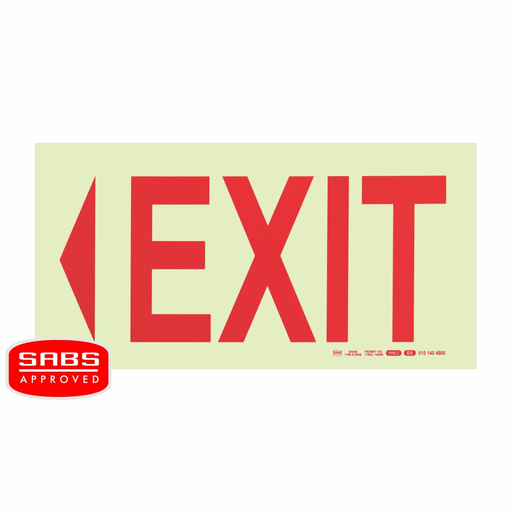 Photoluminescent 190Mm Safety Sign -E5-Arrow Left+Exit Photoluminescent 190Mm Safety Sign -E5-Arrow Left+Exit - Image 1
