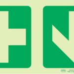 Photoluminescent 190Mm Safety Sign -E7A-Green Cross+Arrow Down