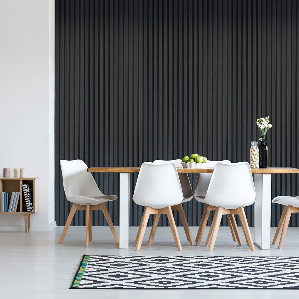 Acoustic Slatted Wall Panel 600 X 2400 - Black Wood Acoustic Slatted Wall Panel 600 X 2400 - Black Wood - Image 1