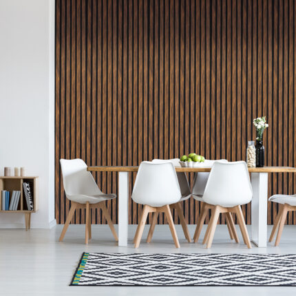 Acoustic Slatted Wall Panel 600 X 2400 - Ebony