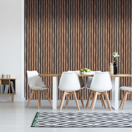 Acoustic Slatted Wall Panel 600 X 2400 – Natural Walnut
