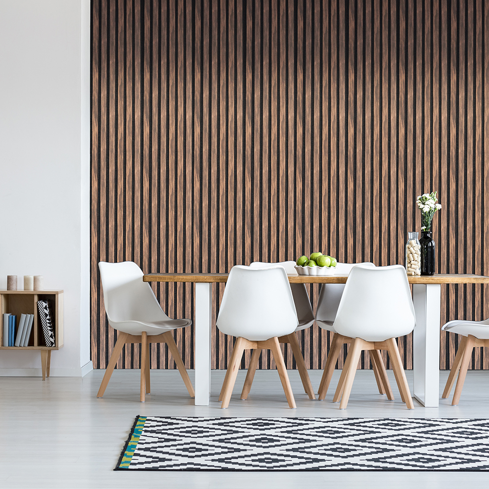Acoustic Slatted Wall Panel 600 X 2400 – Natural Walnut Acoustic Slatted Wall Panel 600 X 2400 – Natural Walnut - Image 1