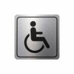 Sign Symbolic 150*150Mm Black Printed Disabled Toilet Sign On Brushed Aluminum Acp