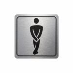 Sign Symbolic 150*150Mm Black Printed Gents Toilet Sign On Brushed Aluminum Acp