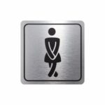 Sign Symbolic 150*150Mm Black Printed Ladies Toilet Sign On Brushed Aluminum Acp
