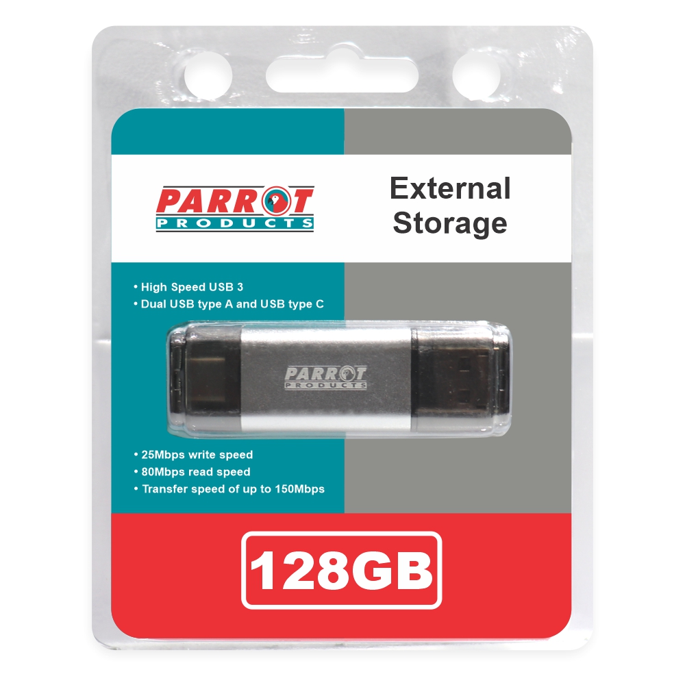 External Storage Usb 3 Type A + Usb C 128Gb Flash Drive External Storage Usb 3 Type A + Usb C 128Gb Flash Drive - Image 1
