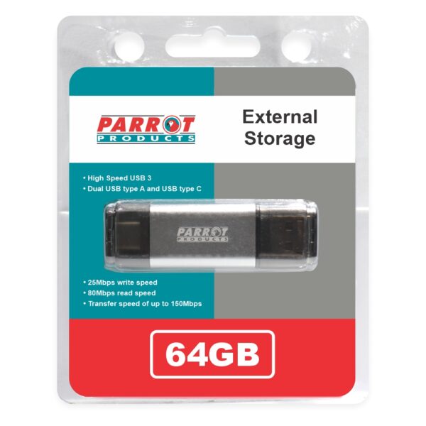 External Storage Usb 3 Type A + Usb C 64Gb Flash Drive