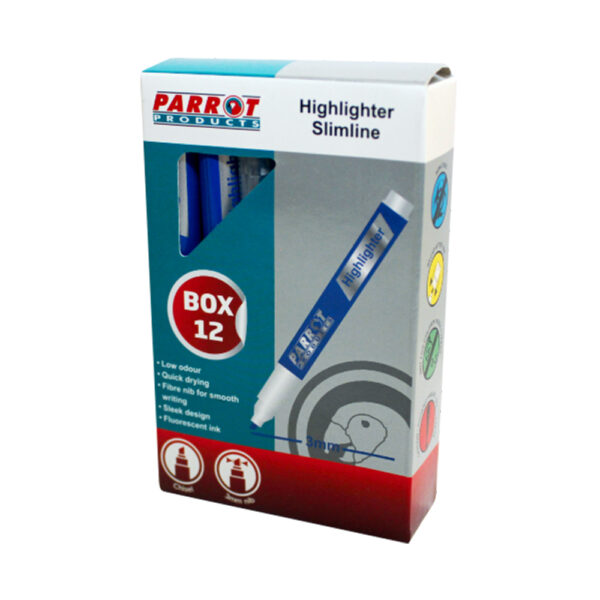 Marker Highlighter Slimline Box 12 Blue