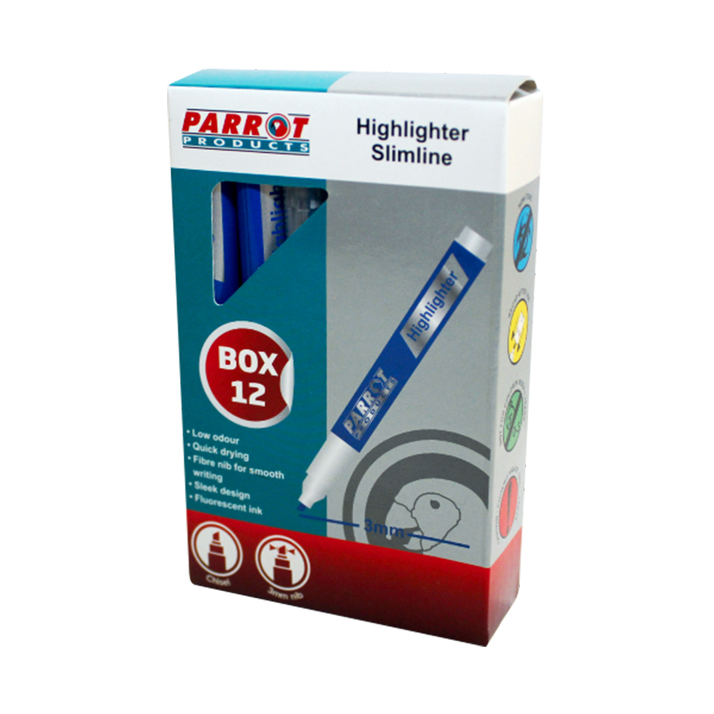Marker Highlighter Slimline Box 12 Blue Marker Highlighter Slimline Box 12 Blue - Image 1
