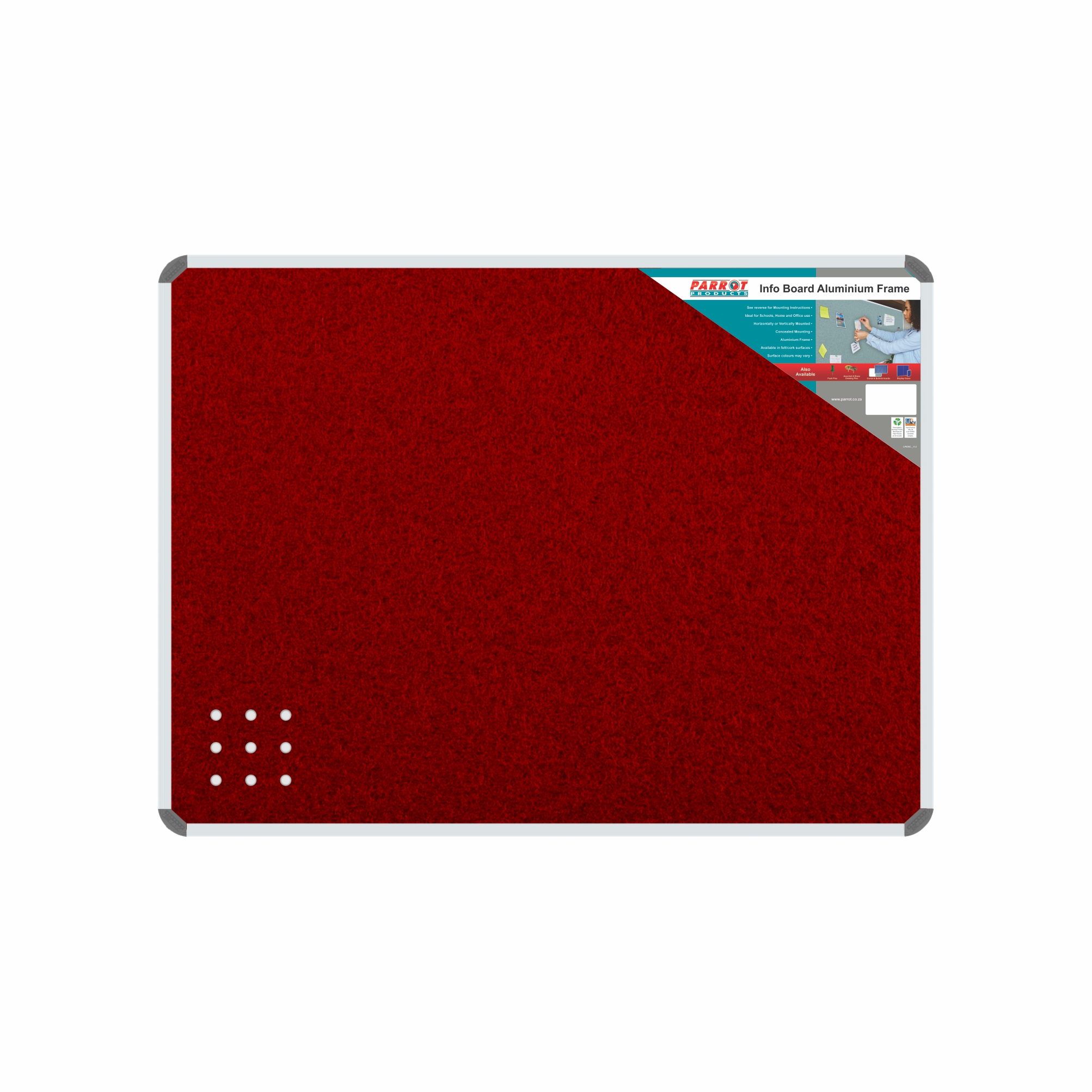 Info Board Aluminium Frame 600*450Mm Burgandy Info Board Aluminium Frame 600*450Mm Burgandy - Image 1