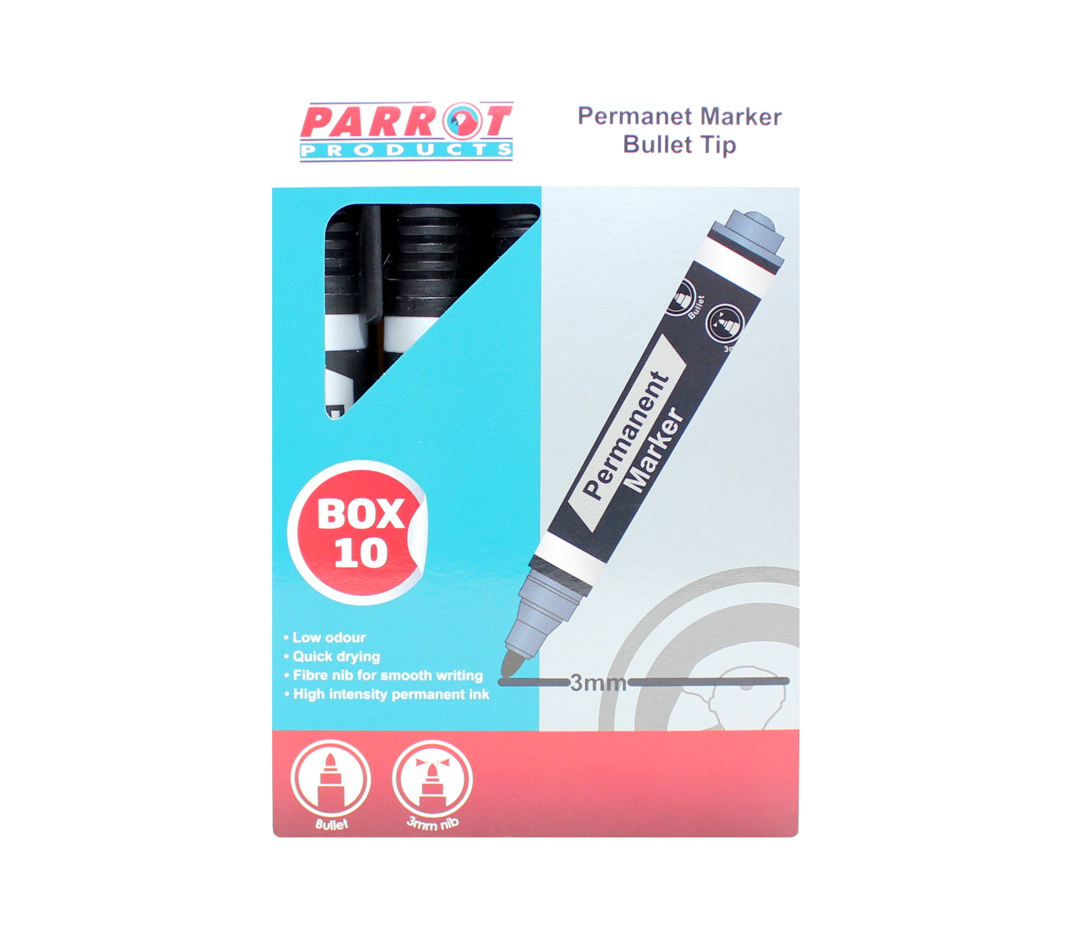 Marker Permanent Bullet Box 10 Black Marker Permanent Bullet Box 10 Black - Image 1