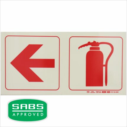 Photoluminescent 190Mm Safety Sign - F16-Arrow Left+Fire Extinguisher