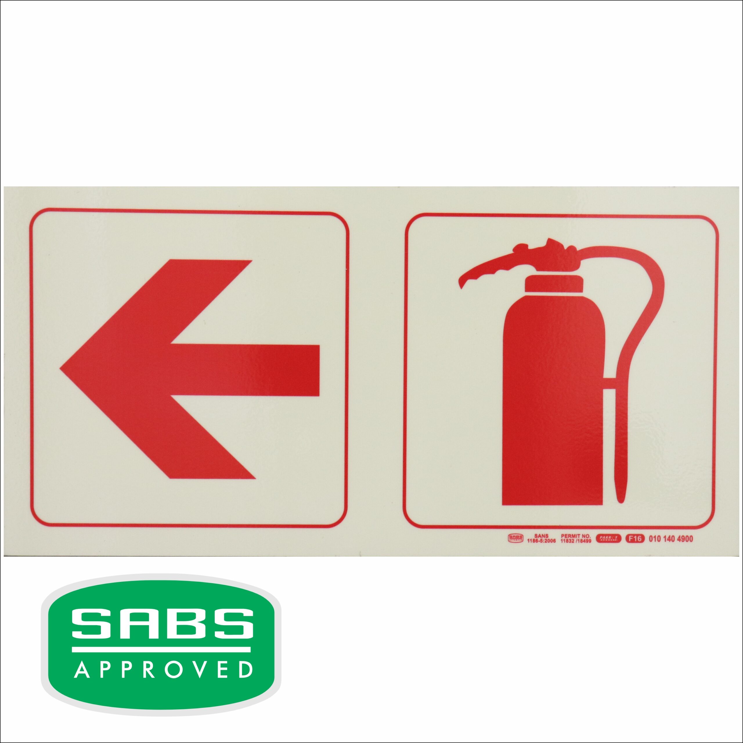 Photoluminescent 190Mm Safety Sign - F16-Arrow Left+Fire Extinguisher Photoluminescent 190Mm Safety Sign - F16-Arrow Left+Fire Extinguisher - Image 1