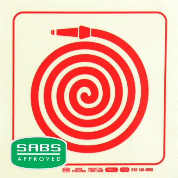 Photoluminescent 190Mm Safety Sign - F29-Fire Hose Reel