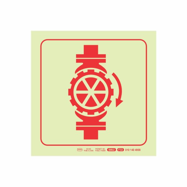 Photoluminescent 190Mm Safety Sign - F32-Sprinkler Stop Valve