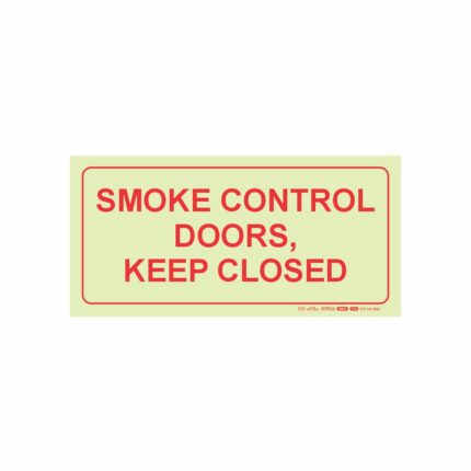 Photoluminescent 190Mm Safety Sign - F42-Smoke Control Doors. Keep Closed