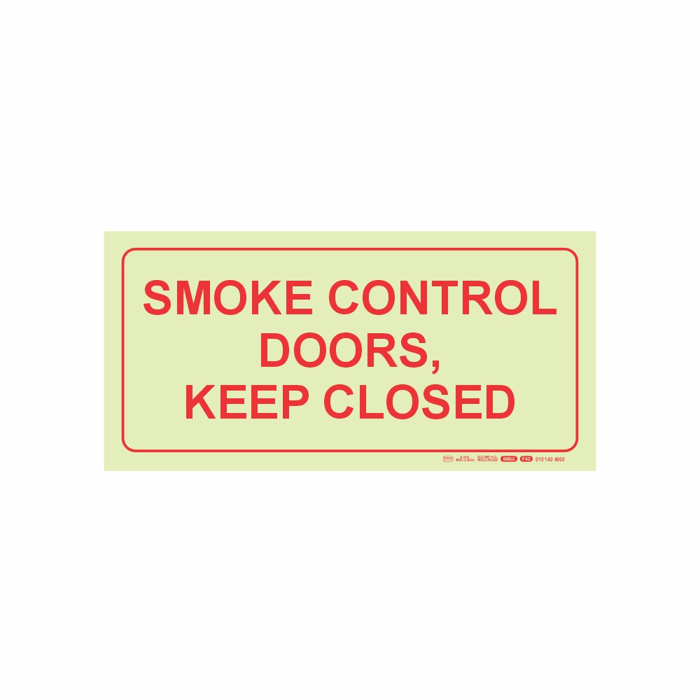 Photoluminescent 190Mm Safety Sign - F42-Smoke Control Doors. Keep Closed Photoluminescent 190Mm Safety Sign - F42-Smoke Control Doors. Keep Closed - Image 1