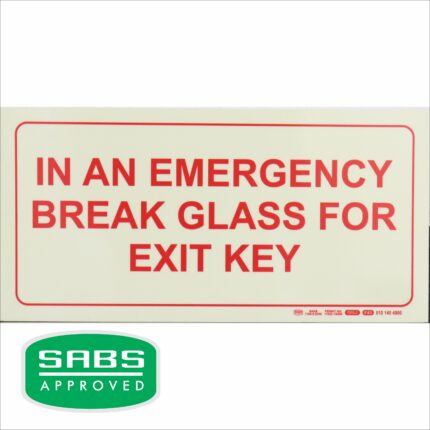 Photoluminescent 190Mm Safety Sign - F43-In An Emergency Break Glass For Exit Key