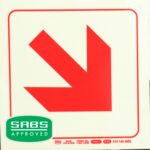 Photoluminescent 190Mm Safety Sign - F51-Diagonal Arrow Down And Right