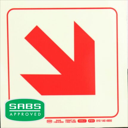 Photoluminescent 190Mm Safety Sign - F51-Diagonal Arrow Down And Right