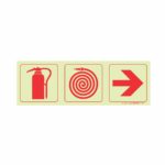 Photoluminescent 190Mm Safety Sign - F6-Fire Extinguisher+Fire Hose Reel+Arrow Right