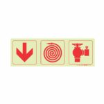 Photoluminescent 190Mm Safety Sign - F7-Arrow Down+Fire Hose Reel+Fire Hydrant