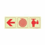 Photoluminescent 190Mm Safety Sign - F8-Arrow Left+Fire Hose Reel+Fire Hydrant