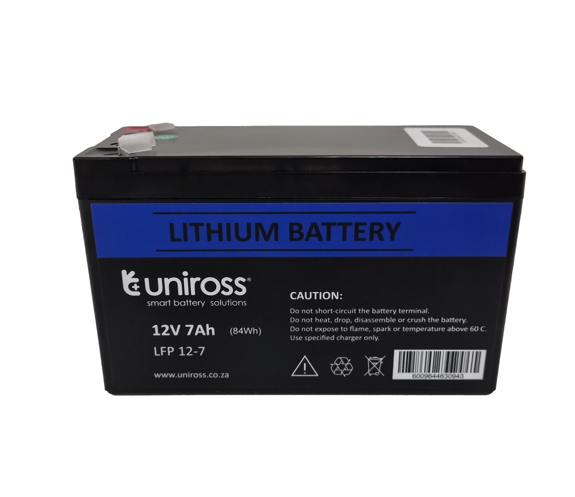 Uniross 12.8V 7Ah (89.6Wh) LiFEPO4 Battery | UR-BAT-LiFePO4-12-7 Uniross 12.8V 7Ah (89.6Wh) LiFEPO4 Battery | UR-BAT-LiFePO4-12-7