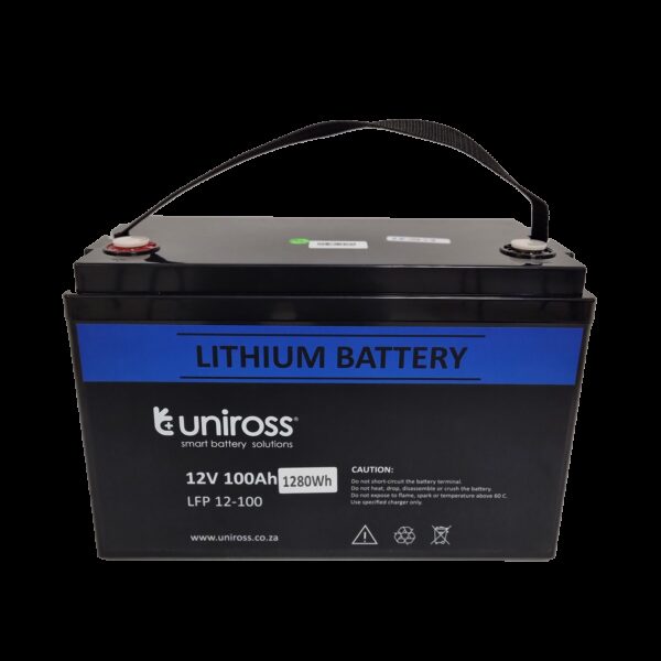 Uniross 12.8V 100Ah (1.28kWh) LiFEPO4 Battery | UR-BAT-LiFePO4-12-100