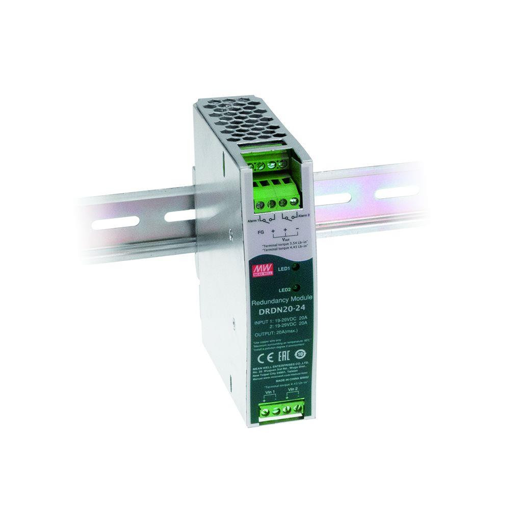 Meanwell 20A Din Rail Redundancy Module 24V | MW-DRDN20-24 Meanwell 20A Din Rail Redundancy Module 24V | MW-DRDN20-24
