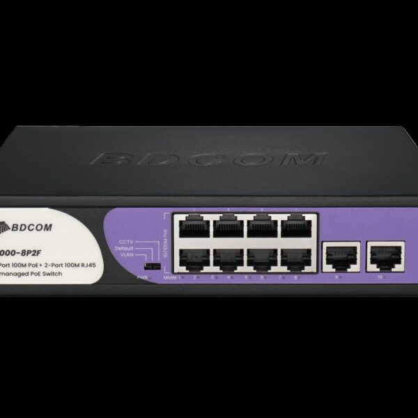 BDCOM 8-Port 100M Unmanaged PoE Switch (8-Port PoE + 2-Port 100M RJ45) 90W PoE Budget