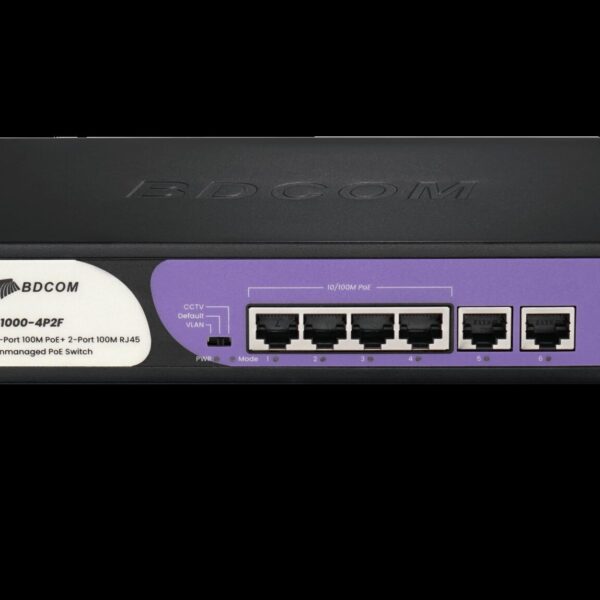 BDCOM 4-Port 100M Unmanaged PoE Switch (4-Port PoE + 2-Port 100M RJ45) 60W PoE Budget