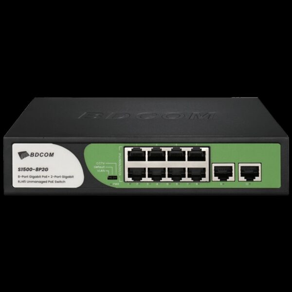 BDCOM 8-Port Gigabit PoE Switch (8-Port PoE + 2-Port Gigabit RJ45) 90W PoE Budget