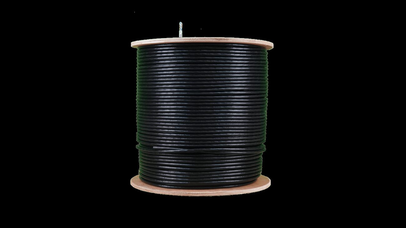 Acconet CAT5 UV Outdoor Ethernet Cable 500m Black Solid Copper SF/TP Pull Box | CAT5U-500-SC