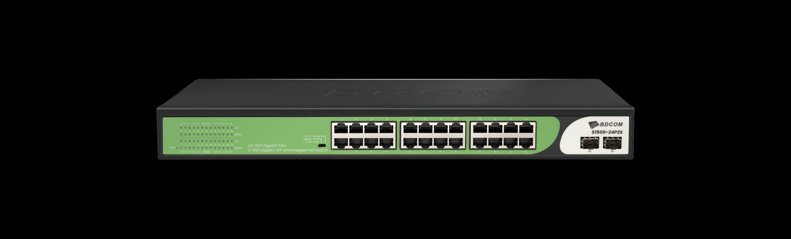 BDCOM 24-Port Gigabit PoE Switch (24-Port PoE + 2-Port Gigabit SFP) 280W PoE Budget BDCOM 24-Port Gigabit PoE Switch (24-Port PoE + 2-Port Gigabit SFP) 280W PoE Budget