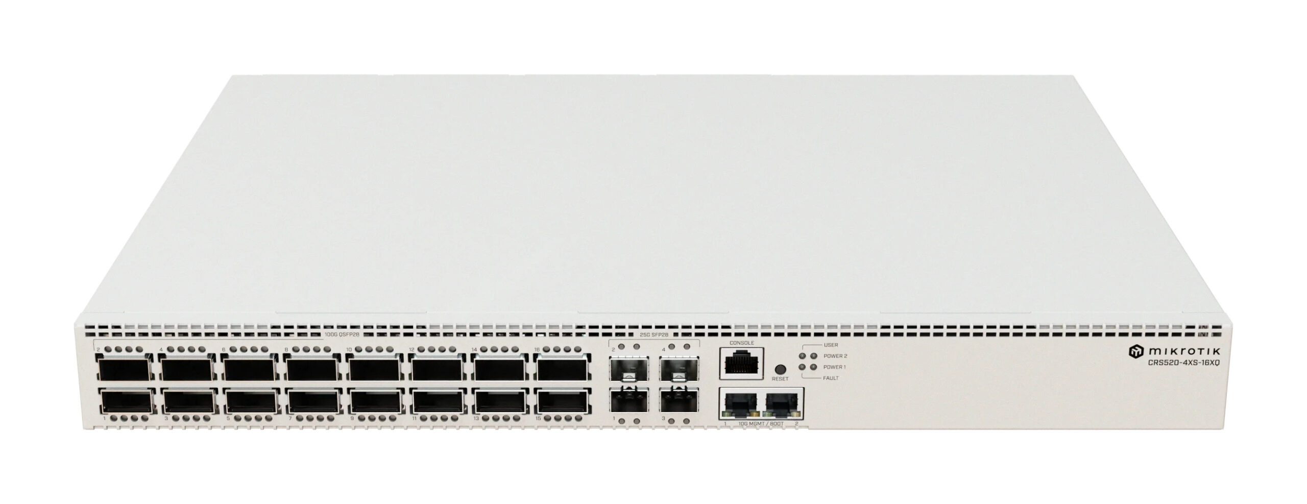MikroTik 16 Port 100G QSFP28 Cloud Router Switch | CRS520-4XS-16XQ-RM MikroTik 16 Port 100G QSFP28 Cloud Router Switch | CRS520-4XS-16XQ-RM