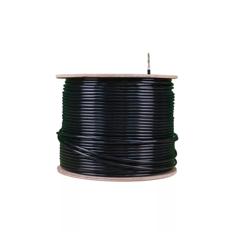 Essential CAT6 UV Outdoor Ethernet Cable 305m Black Solid Copper FTP Pull Box | CAT6U-305-SC-GEN