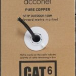 Acconet CAT6 UV Outdoor Ethernet Cable 100m Black Solid Core SF/TP Pull Box | CAT6U-100-SC