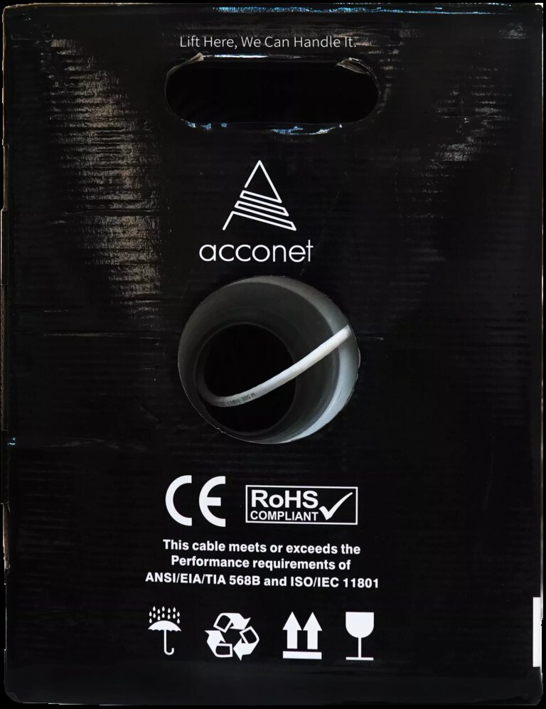 Acconet CAT6 Indoor Ethernet Cable 305m White Solid Copper UTP Pull Box | CAT6-305-SC