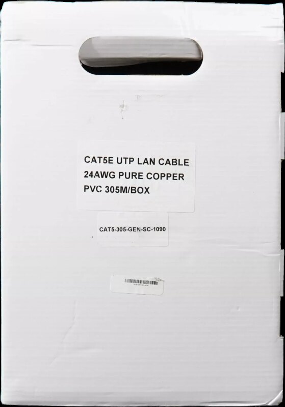Essential CAT5e Indoor Ethernet Cable 305m Grey Solid Copper UTP Pull Box | CAT5-305-GEN-SC