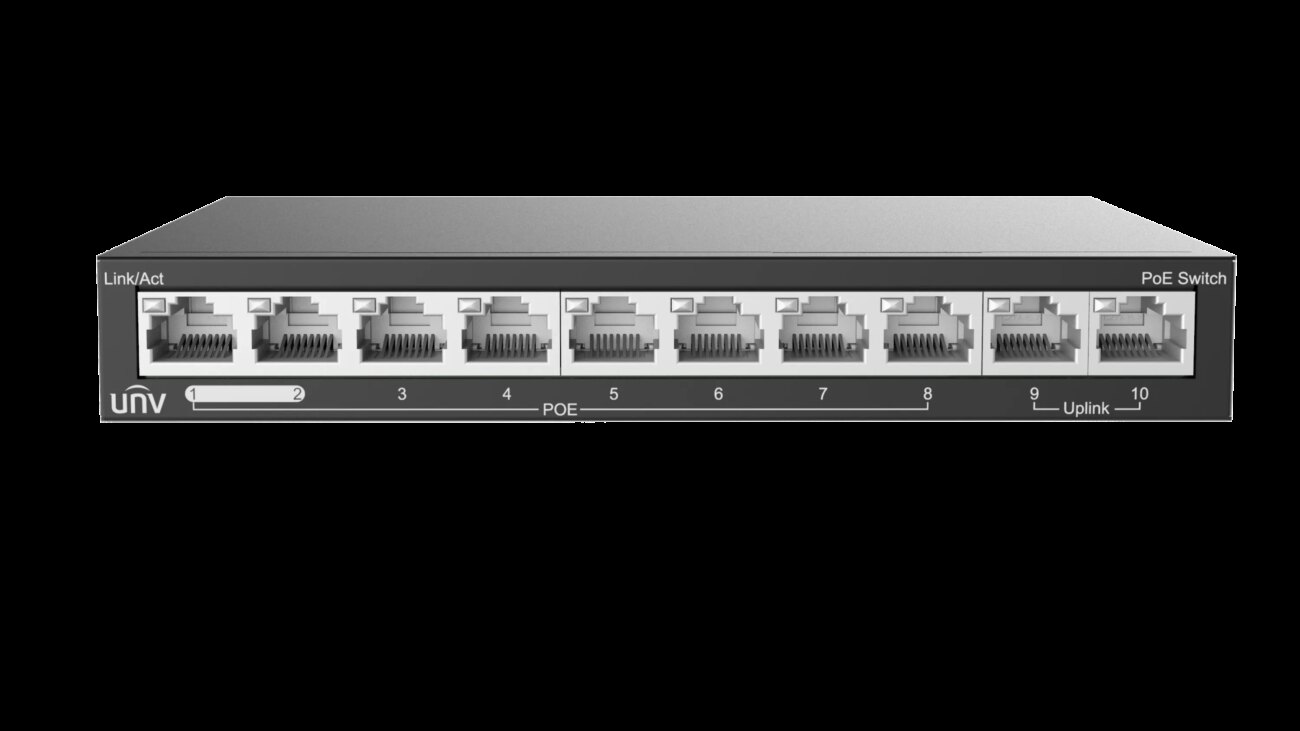 Uniview UNV 8-Port PoE Switch 88W with 2 Uplinks | NSW2020-10T-POE-IN