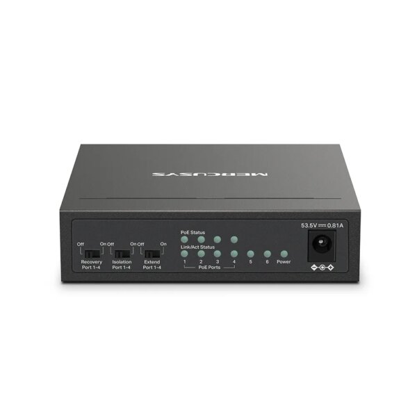Mercusys 6-Port 10/100 Mbps Desktop Switch with 4-Port PoE+ | MS106LP