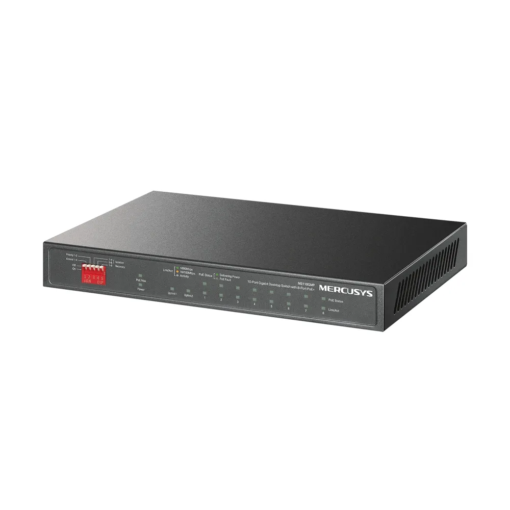 Mercusys 10-Port Gigabit Desktop Switch with 8-Port PoE+ | MS110GMP Mercusys 10-Port Gigabit Desktop Switch with 8-Port PoE+ | MS110GMP