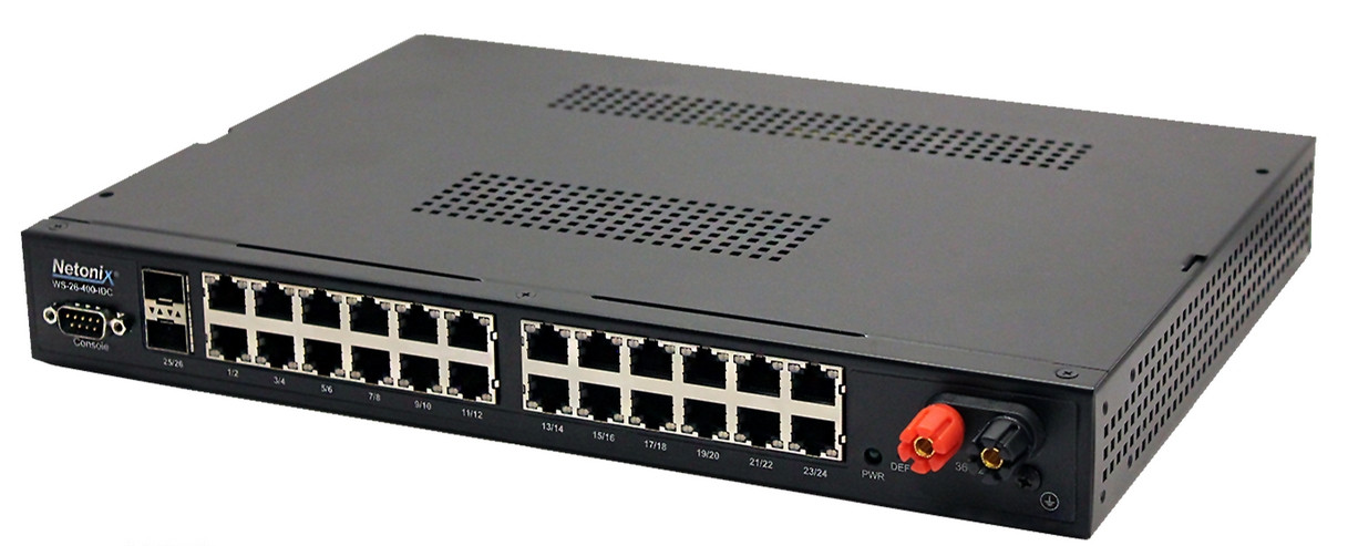 Netonix 24-Port Managed PoE Switch 24V-48V IDC PoE + 2SFP Uplink Ports 400W | NTX-WS-26400-IDC Netonix 24-Port Managed PoE Switch 24V-48V IDC PoE + 2SFP Uplink Ports 400W | NTX-WS-26400-IDC