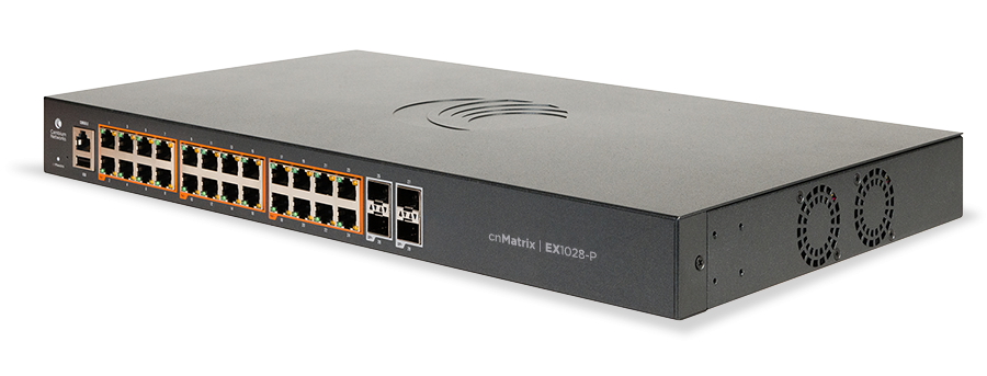 Cambium cnMatrix Enterprise 24 port with 4 SFP uplink PoE+ Switch | CNM-EX1028-P Cambium cnMatrix Enterprise 24 port with 4 SFP uplink PoE+ Switch | CNM-EX1028-P