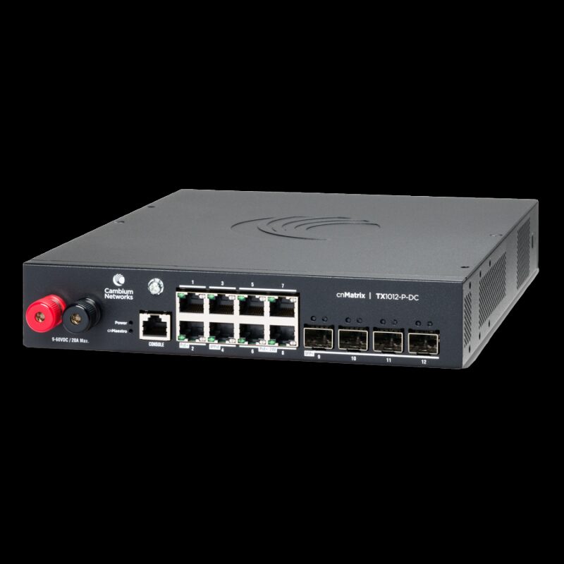 Cambium cnMatrix 12 Port PoE DC Switch | CNM-TX1012-P-DC